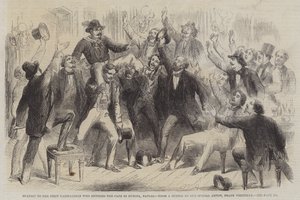 Ovation voor de eerste Garibaldiaan die het Cafe di Europa binnenging, Napels door Frank Vizetelly